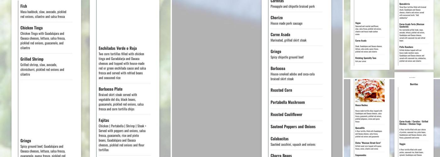 Pedro's Mexican Restaurant Menu