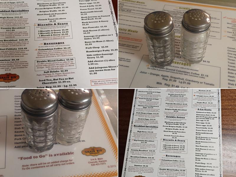 The Grain Bin Restaurant Menu