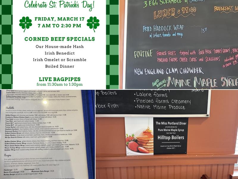 Miss Portland Diner Menu