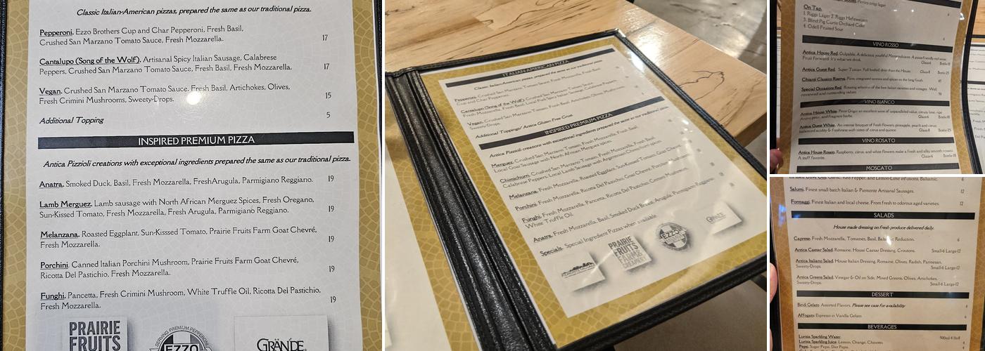 Pizzeria Antica Menu