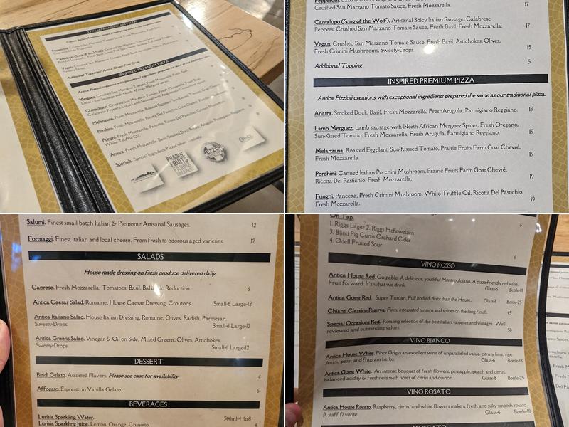 Pizzeria Antica Menu