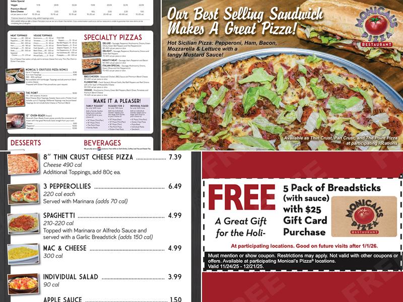 Monical's Pizza Menu