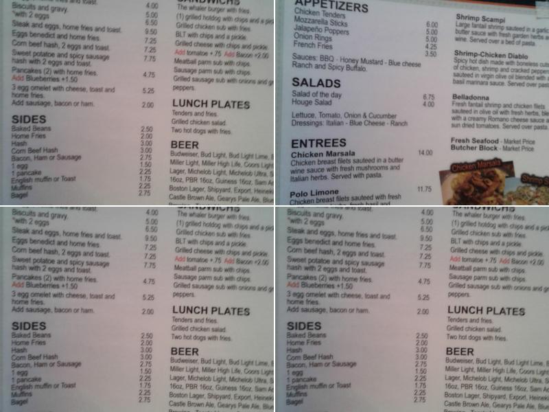 Whaler Menu