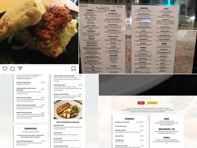Shays Grill Pub Menu