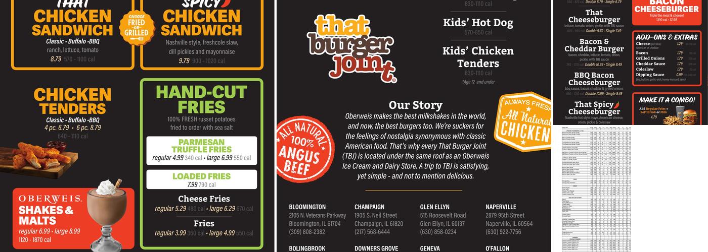 That Burger Joint Menu