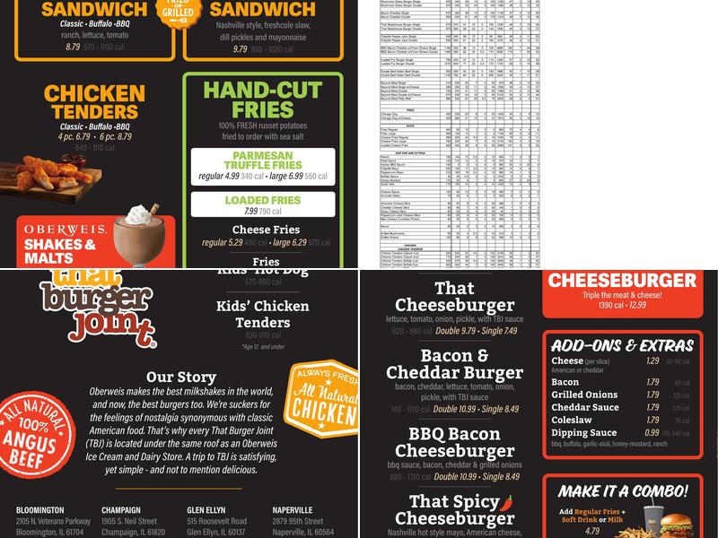 That Burger Joint Menu
