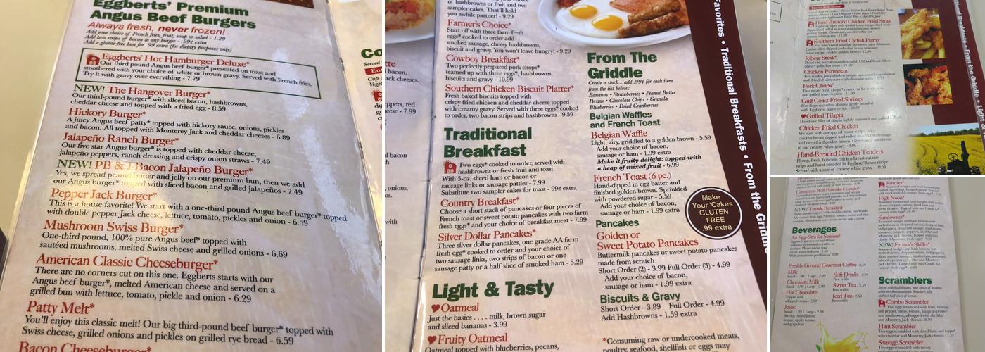Eggbert's Menu