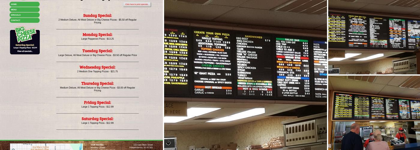 Big Cheese Pizza Menu