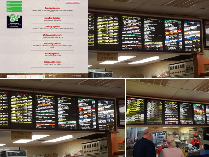 Big Cheese Pizza Menu