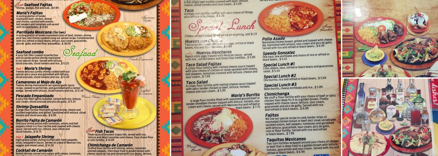 Maria Mexican Restaurant Menu