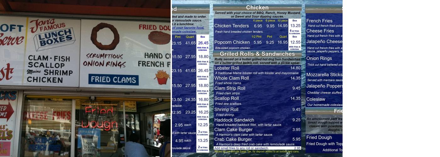 Rick's Fried Clams Menu