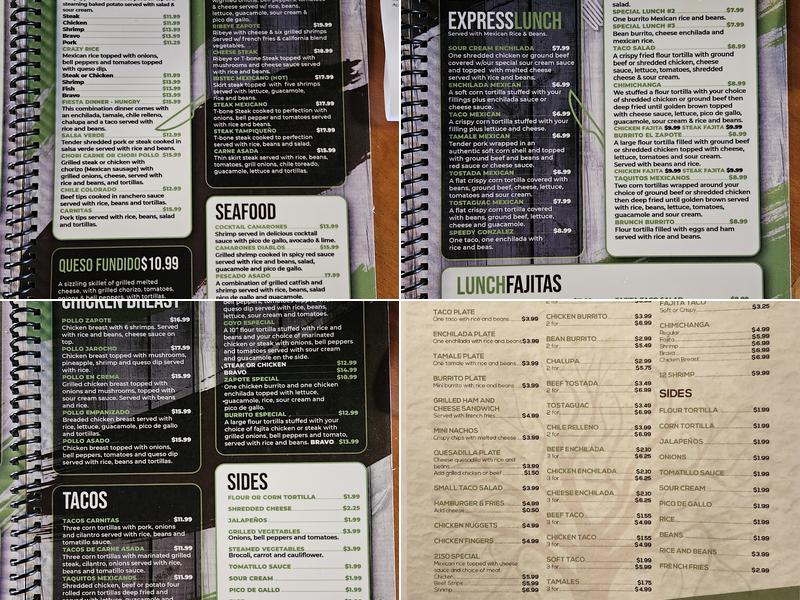 Zapote Mexican Grill Menu