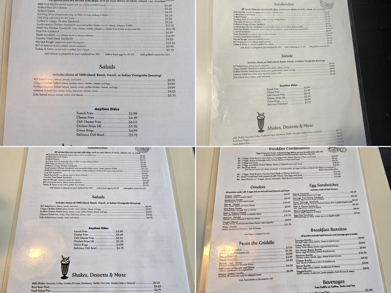 Merry Ann's Diner Menu