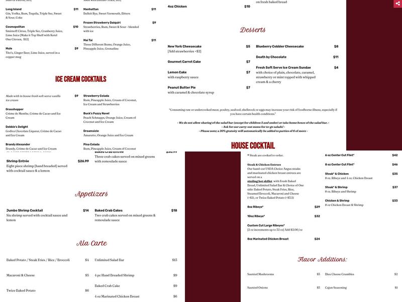 The Ribeye Menu