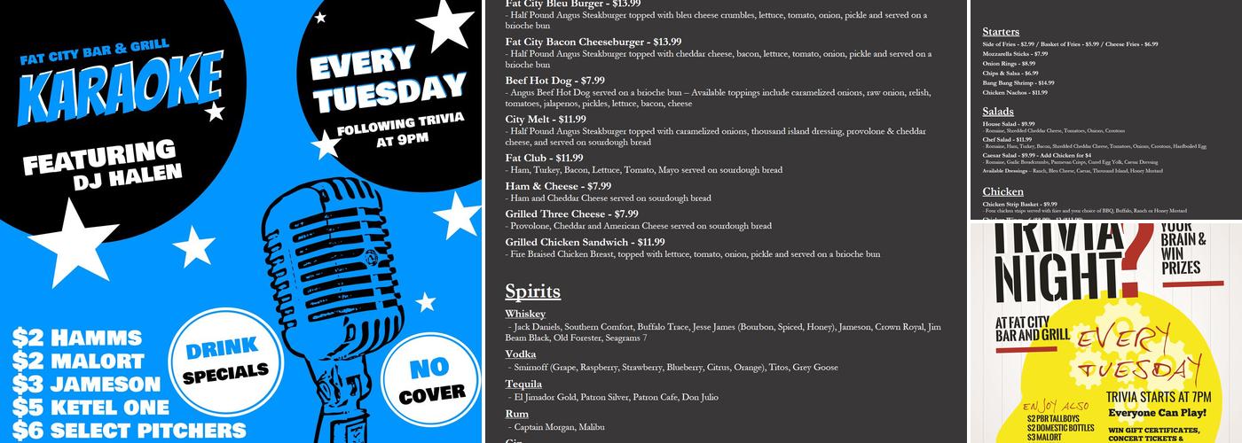 Fat City Bar and Grill Menu