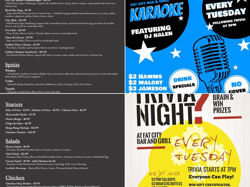 Fat City Bar and Grill Menu