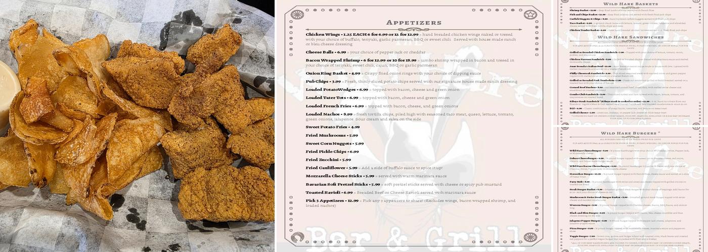 The Wild Hare Bar and Grill Menu