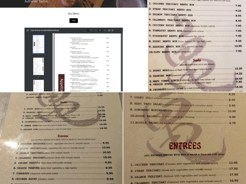 Sushi Kame Menu