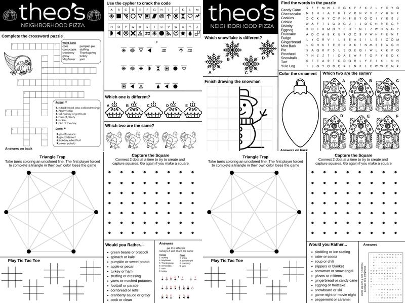 Theo's Neighborhood Pizza, Metairie Menu