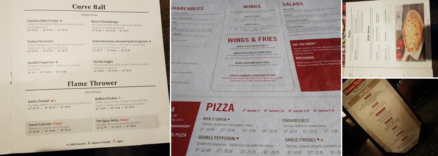 Home Run Inn Pizza Menu