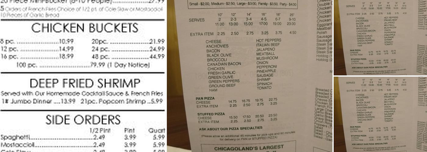 Albano's Pizzeria Menu