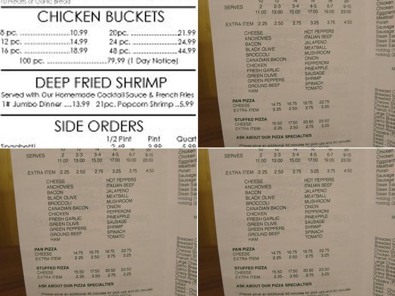 Albano's Pizzeria Menu