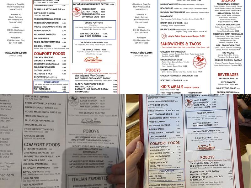 New Orleans Hamburger & Seafood Company Menu