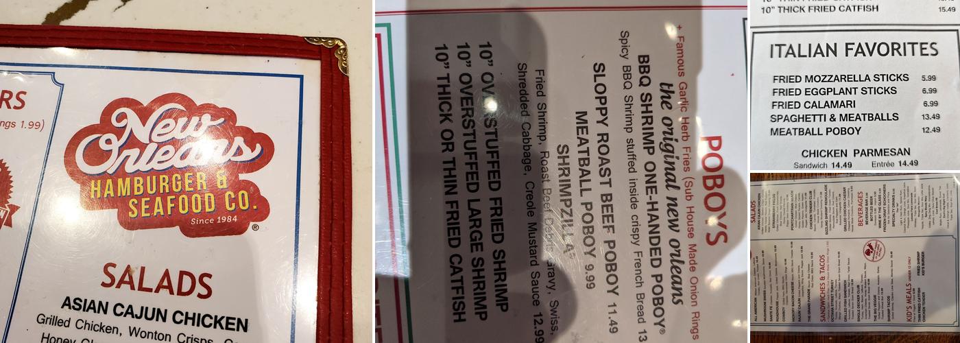 New Orleans Hamburger & Seafood Co Menu