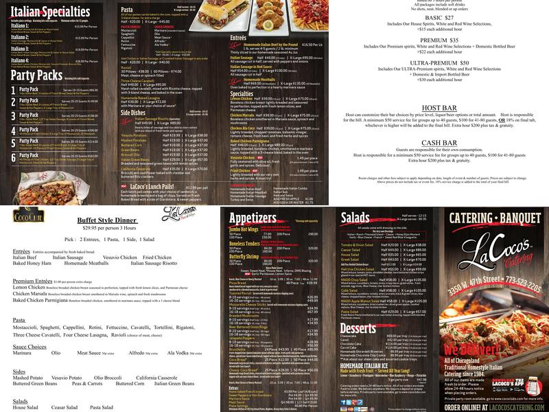 Lacoco's Pizza & Sports Club Menu