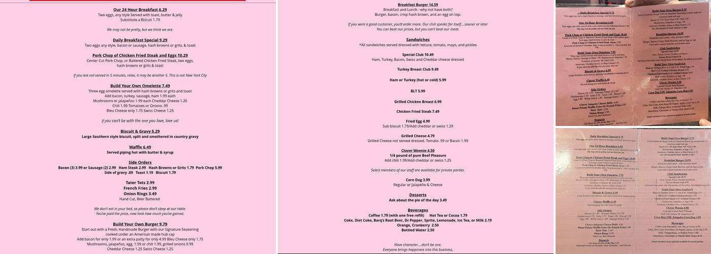 Clover Grill Menu