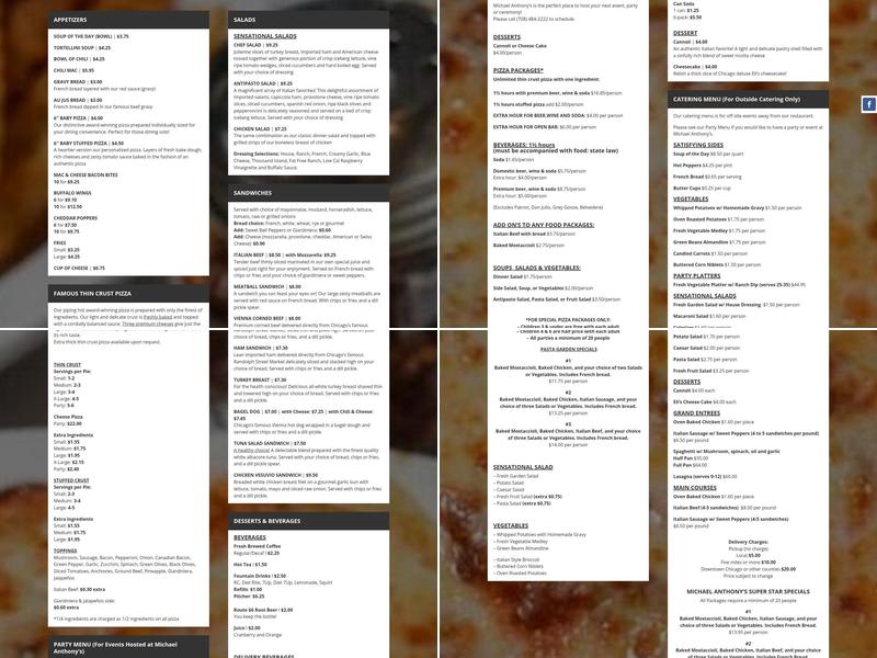 Michael Anthony’s Menu