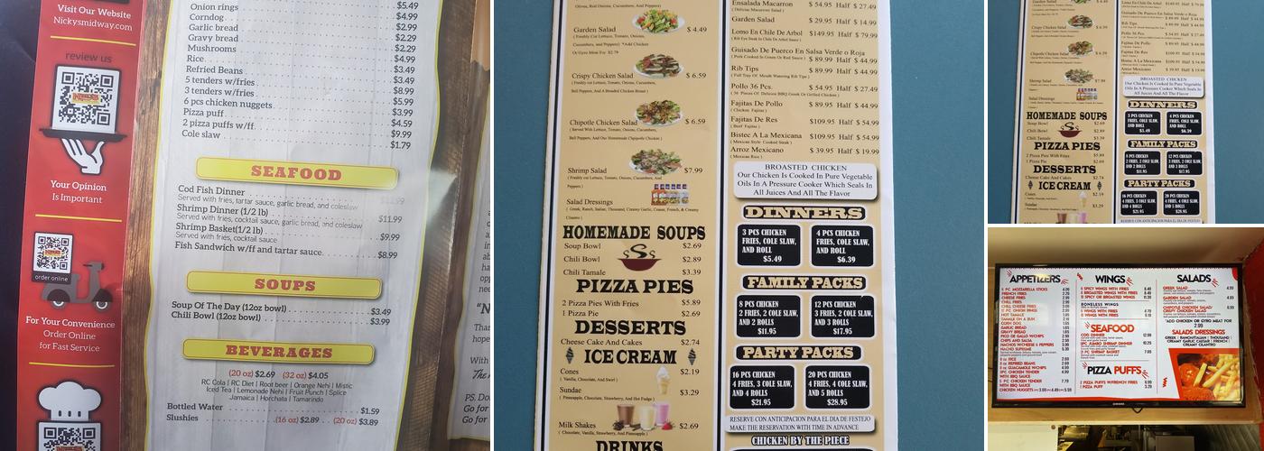 Nicky's The Real One - The Real McCoy Menu