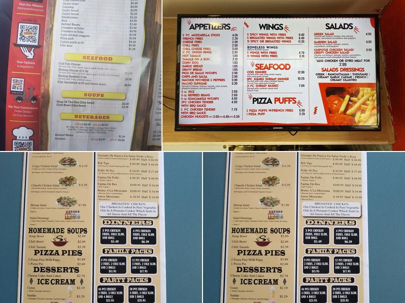 Nicky's The Real One - The Real McCoy Menu