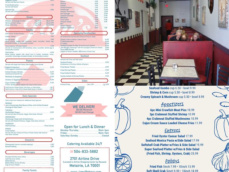 Jam's Po-Boys & Catering Menu