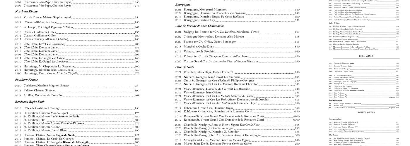 Doris Metropolitan New Orleans Menu