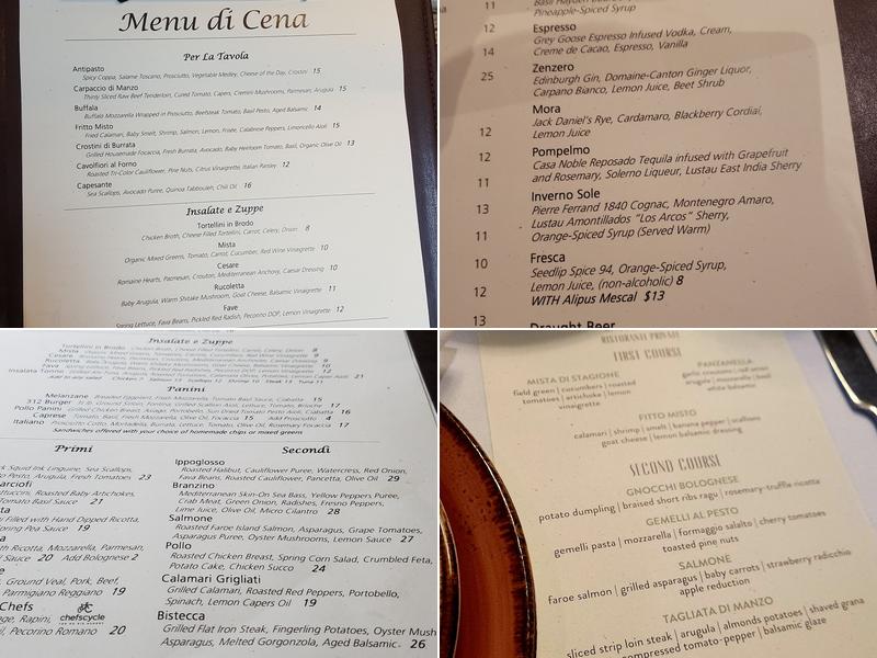 312 Chicago Menu