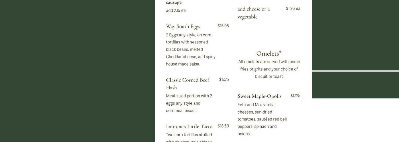 Sweet Maple Cafe Menu
