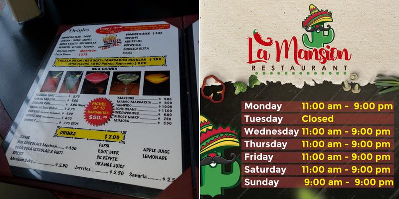 La Mansion Restaurant Menu