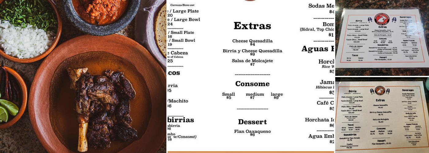 Birrieria Zaragoza Menu