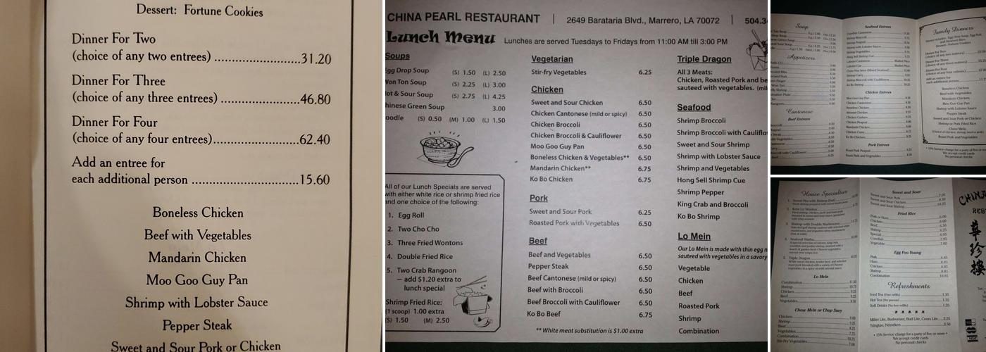 China Pearl Restaurant Menu