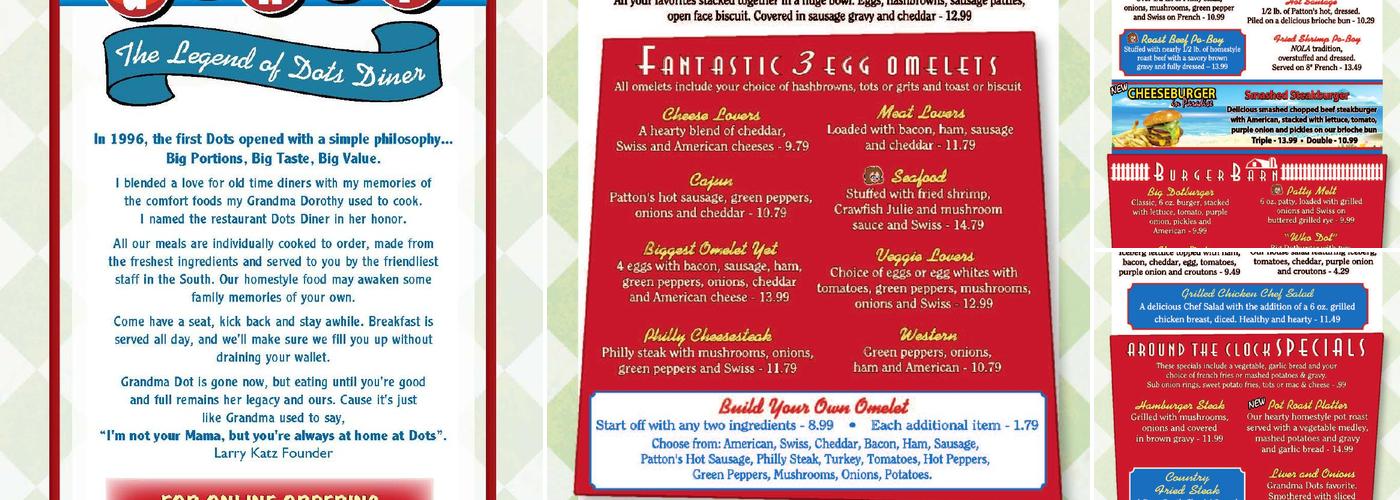 Dots Diner - near Ochsner Menu