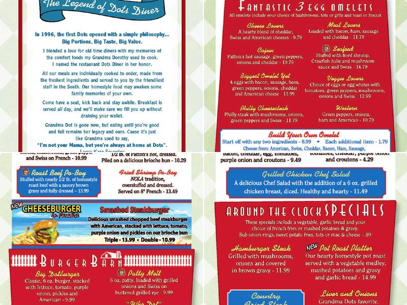 Dots Diner - near Ochsner Menu