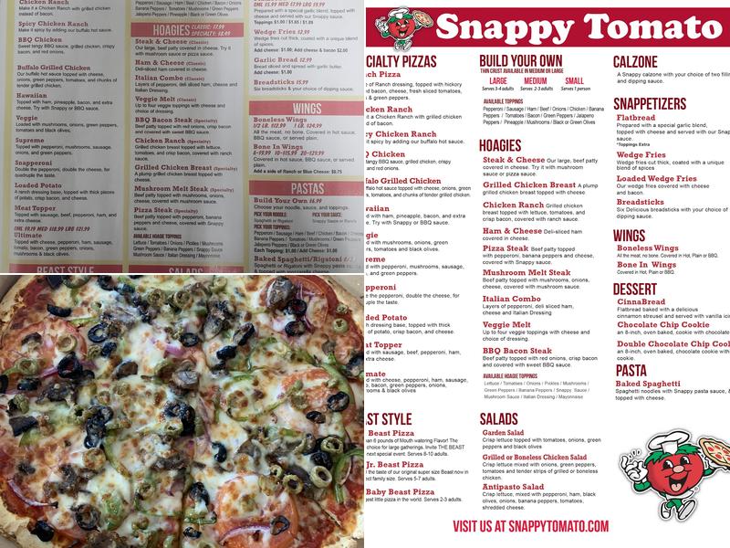 Snappy Tomato Pizza Menu