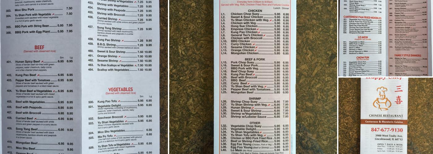 Happy Chef Menu