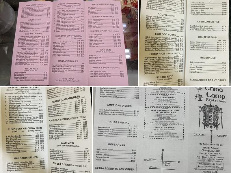 China Lamp Restaurant Menu