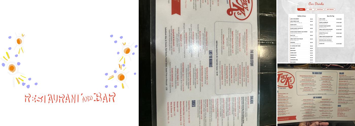 Joey K's Restaurant & Bar Menu