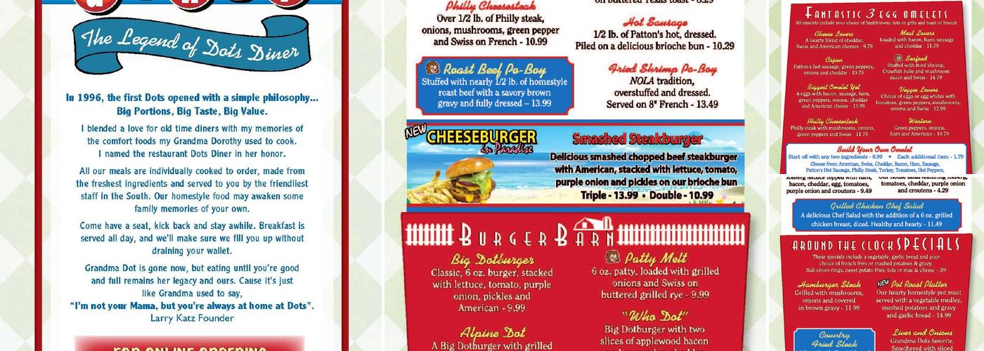 Dots Diner - Luling Menu