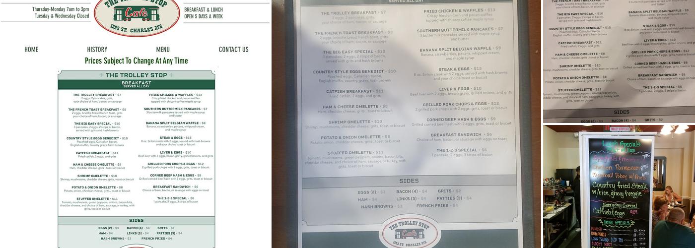 The Trolley Stop Cafe Menu