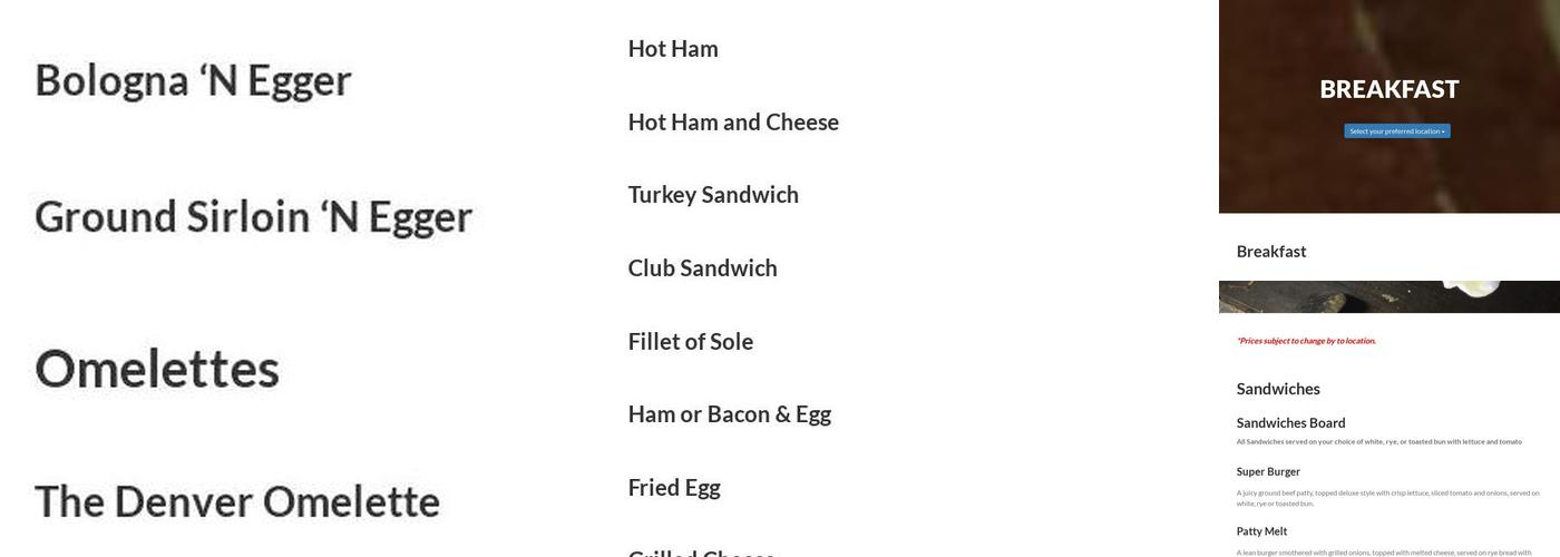 Steak & Egger Menu
