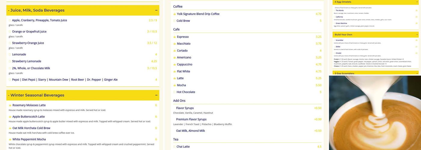 Yolk - West Loop Menu